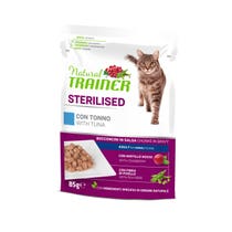 Natural Trainer Gatto Sterilised Adult con Tonno Bocconcini In Salsa 85g-1