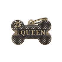 Medaglietta Per Cani E Gatti Personalizzata Osso Queen English Bronx Taglia Grande-1