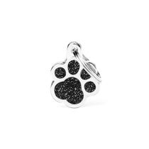 Medaglietta Per Cani E Gatti Personalizzata Zampa Con Glitter Nero-1