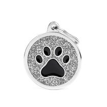 Medaglietta Per Cani E Gatti Personalizzata Cerchio Glitter Con Zampa Nera Taglia Grande-1