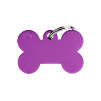 Medaglietta Per Cani E Gatti Personalizzata Osso In Alluminio Viola Taglia Grande-1